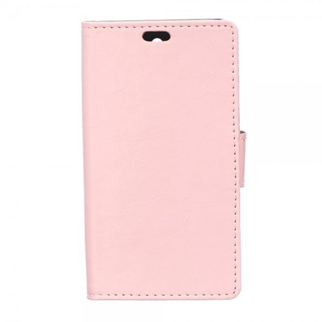 Wiko Highway Star 4G Schicke Crazy Horse Leder Case Hülle mit Standfunktion - pink