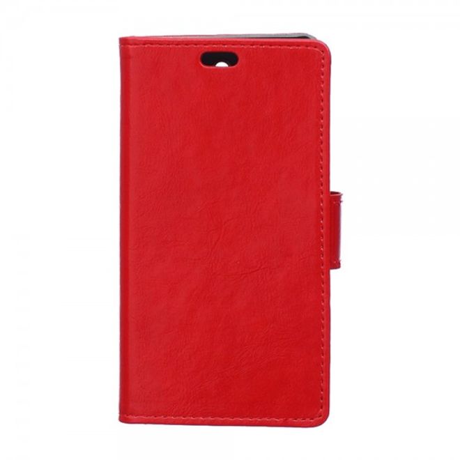 Wiko Highway Star 4G Schicke Crazy Horse Leder Case Hülle mit Standfunktion - rot
