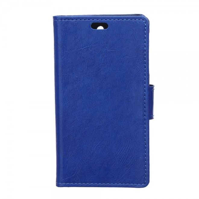 Wiko Highway Star 4G Schicke Crazy Horse Leder Case Hülle mit Standfunktion - blau