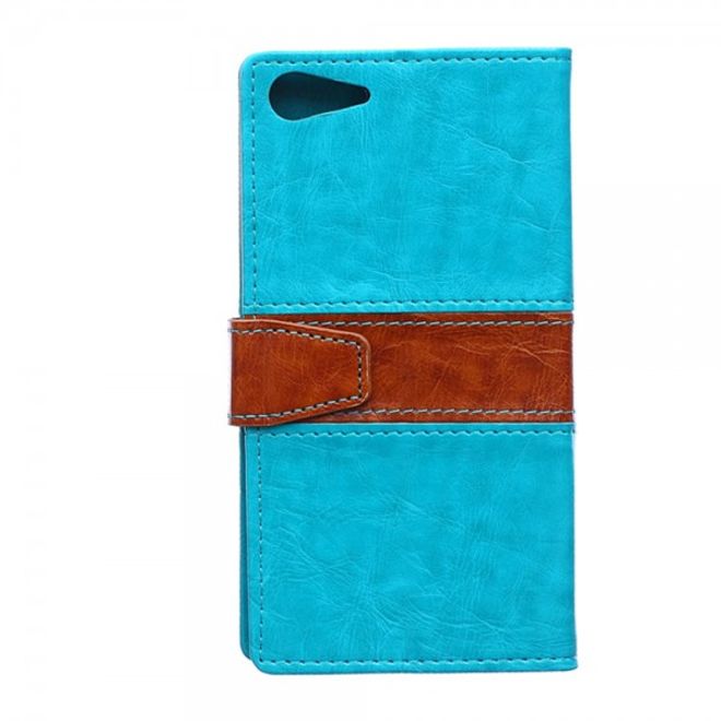 Wiko Highway Star 4G Zweifarbige Crazy Horse Leder Cover Hülle - blau