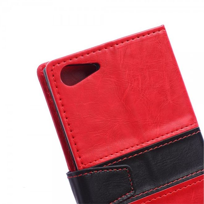 Wiko Highway Star 4G Zweifarbige Crazy Horse Leder Cover Hülle - rot