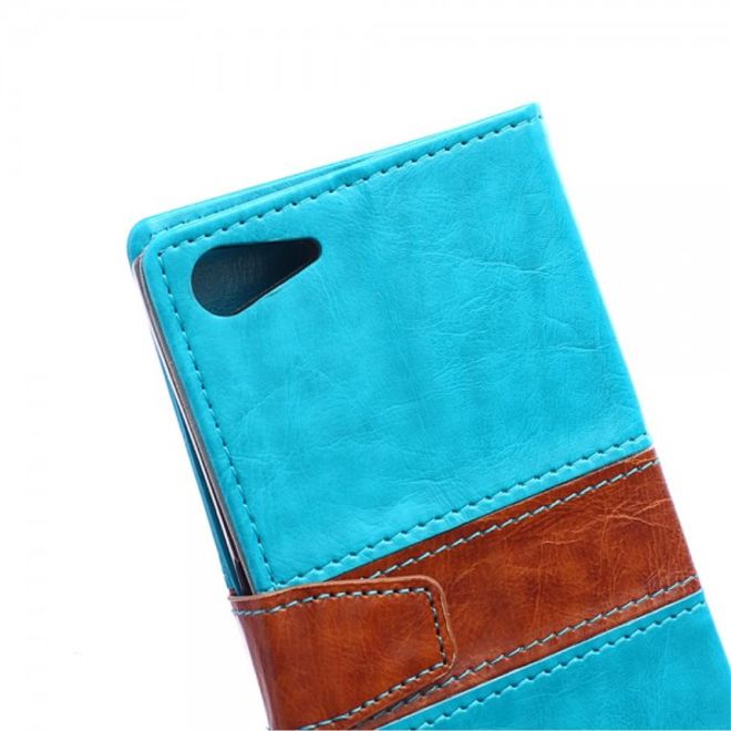 Wiko Highway Star 4G Zweifarbige Crazy Horse Leder Cover Hülle - blau