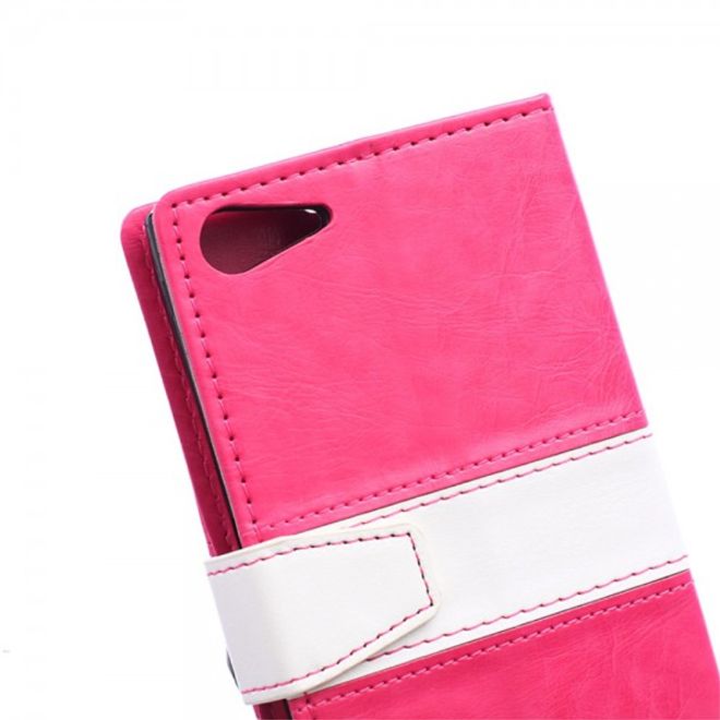 Wiko Highway Star 4G Zweifarbige Crazy Horse Leder Cover Hülle - rosa