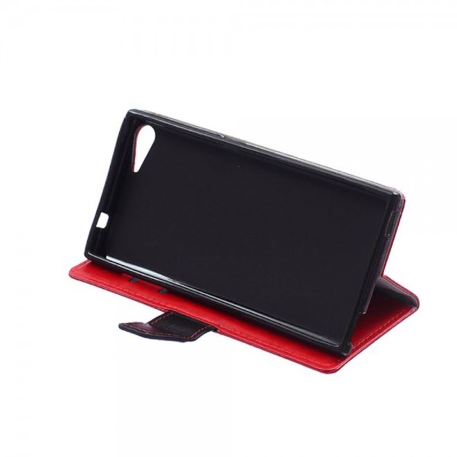 Wiko Highway Star 4G Zweifarbige Crazy Horse Leder Cover Hülle - rot