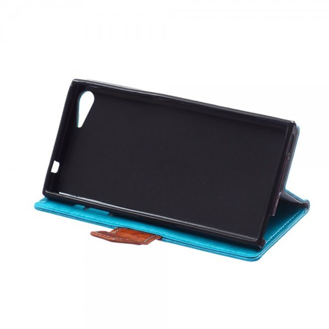 Wiko Highway Star 4G Zweifarbige Crazy Horse Leder Cover Hülle - blau