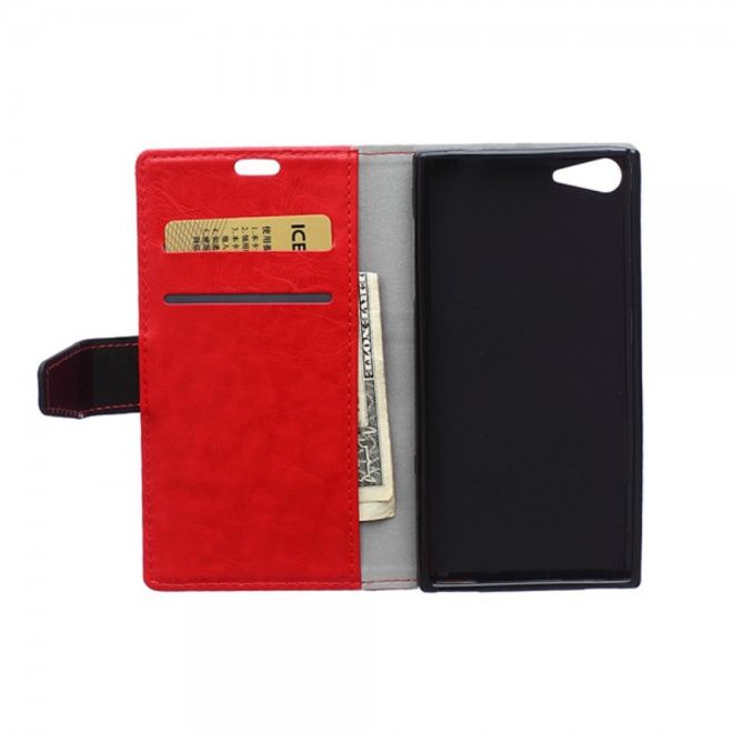 Wiko Highway Star 4G Zweifarbige Crazy Horse Leder Cover Hülle - rot