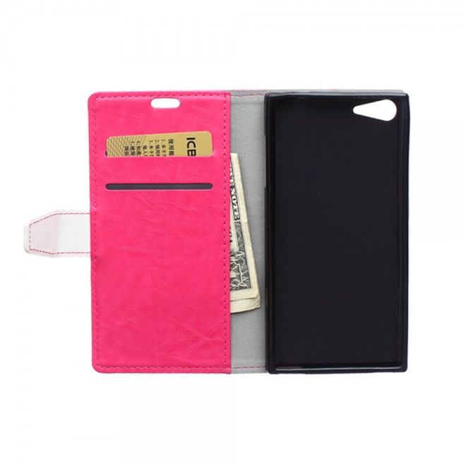 Wiko Highway Star 4G Zweifarbige Crazy Horse Leder Cover Hülle - rosa