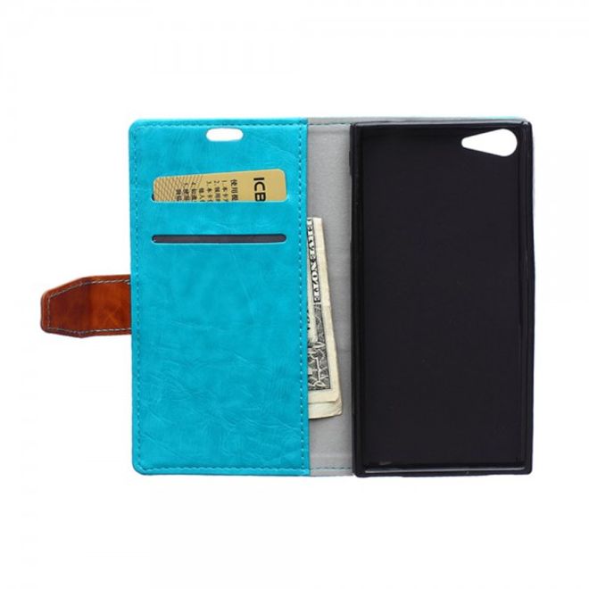 Wiko Highway Star 4G Zweifarbige Crazy Horse Leder Cover Hülle - blau