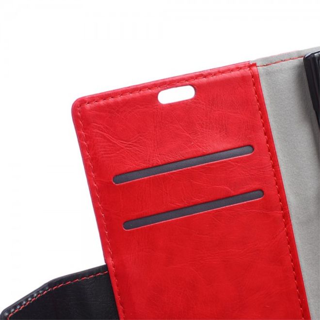 Wiko Highway Star 4G Zweifarbige Crazy Horse Leder Cover Hülle - rot