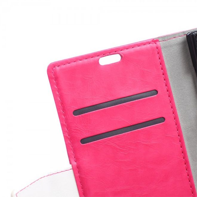 Wiko Highway Star 4G Zweifarbige Crazy Horse Leder Cover Hülle - rosa