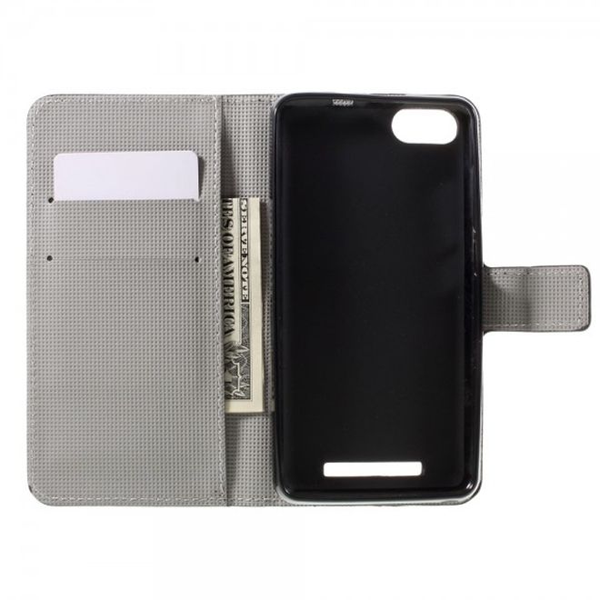 Wiko Lenny 3 Leder Case Hülle mit USA Flagge im Retrolook