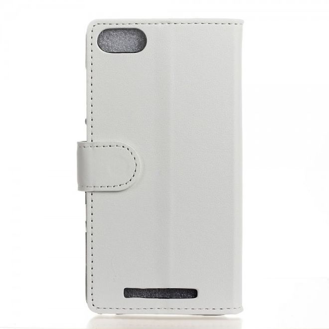 Wiko Lenny 3 Schicke Leder Cover Handy Hülle mit Standfunktion - weiss