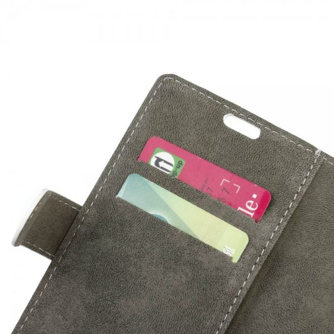 Wiko Lenny 3 Schicke Leder Cover Handy Hülle mit Standfunktion - weiss