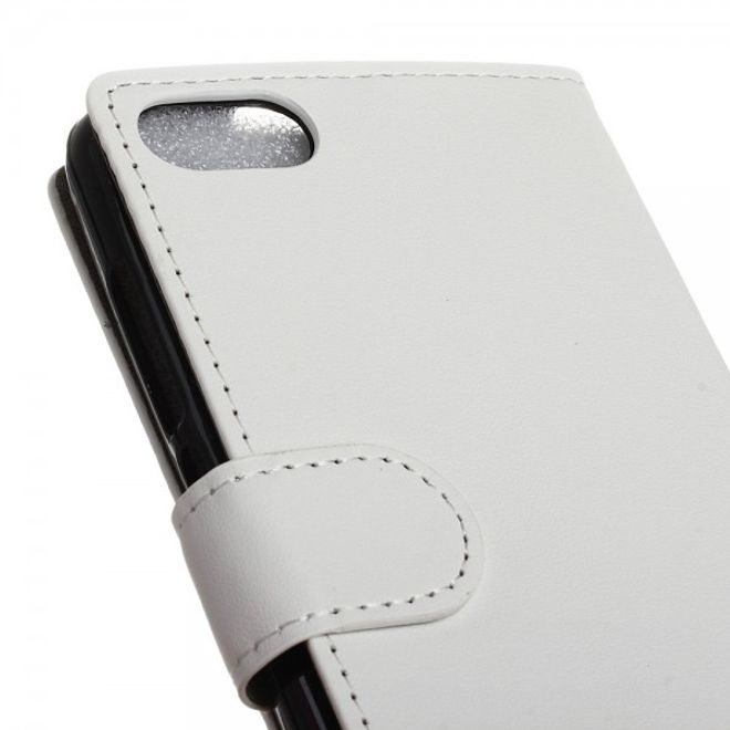 Wiko Lenny 3 Schicke Leder Cover Handy Hülle mit Standfunktion - weiss