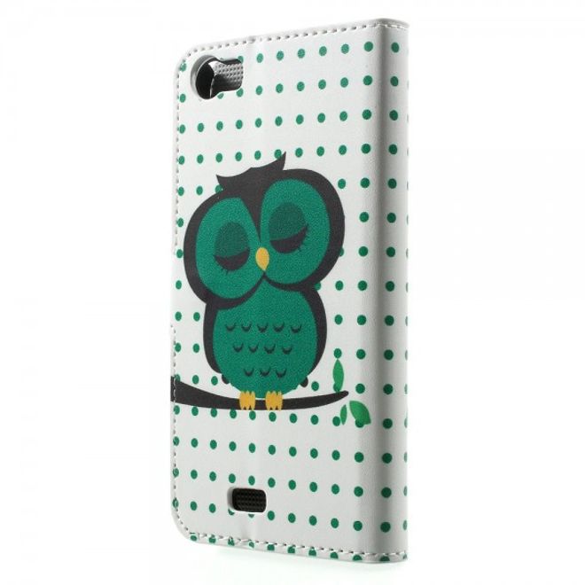 Wiko Lenny Leder Case Hülle mit schlafender Eule