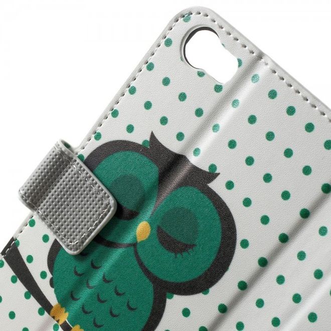 Wiko Lenny Leder Case Hülle mit schlafender Eule