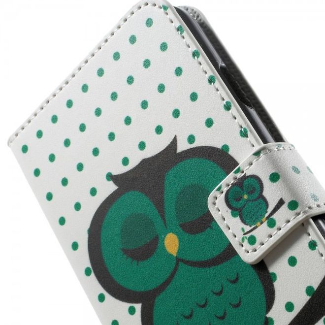 Wiko Lenny Leder Case Hülle mit schlafender Eule
