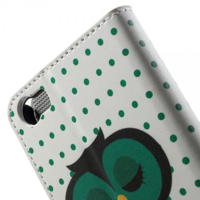 Wiko Lenny Leder Case Hülle mit schlafender Eule