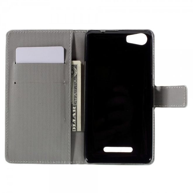 Wiko Lenny2 Leder Case Hülle mit verliebtem Eulenpärchen
