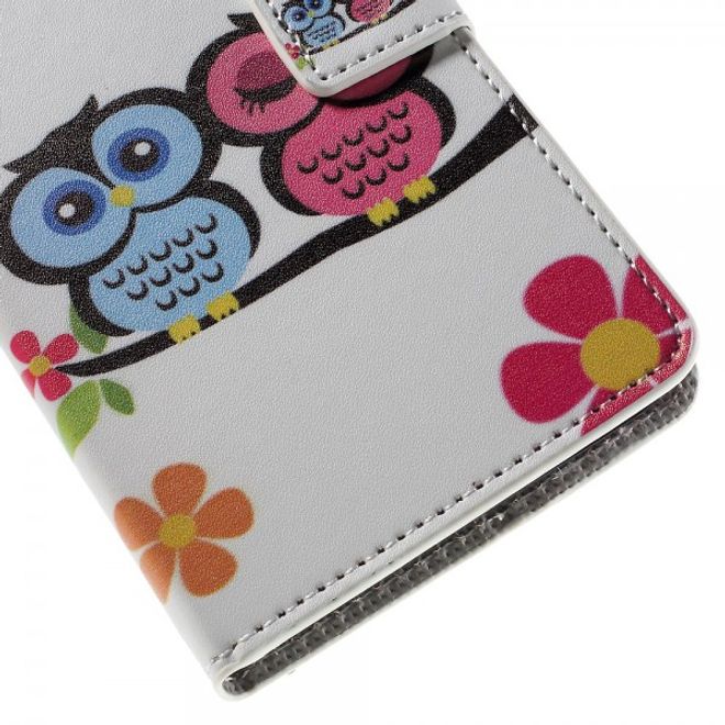 Wiko Lenny2 Leder Case Hülle mit verliebtem Eulenpärchen
