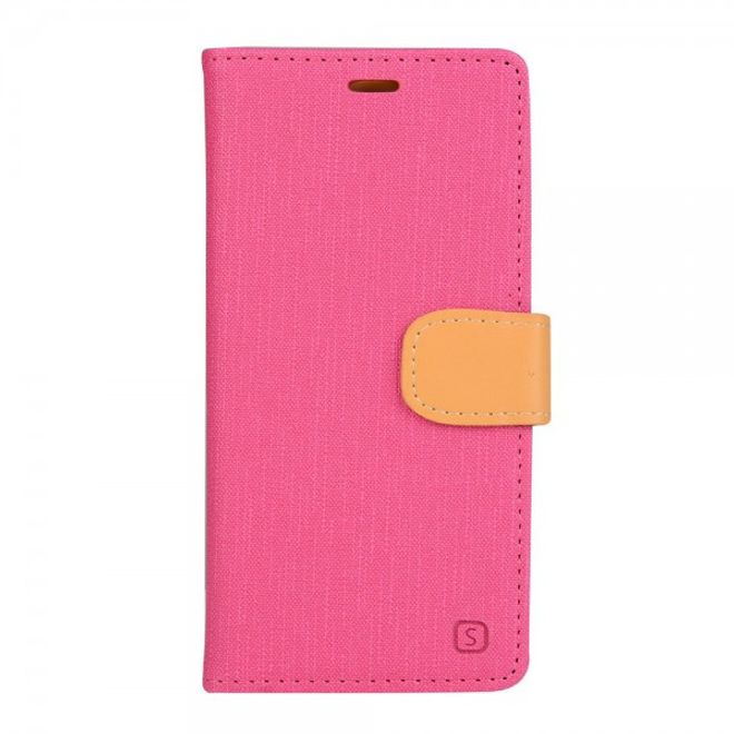 Wiko Lenny2 Schicke Leder Cover Handyhülle mit Kreditkartenslots und Standfunktion - rosa