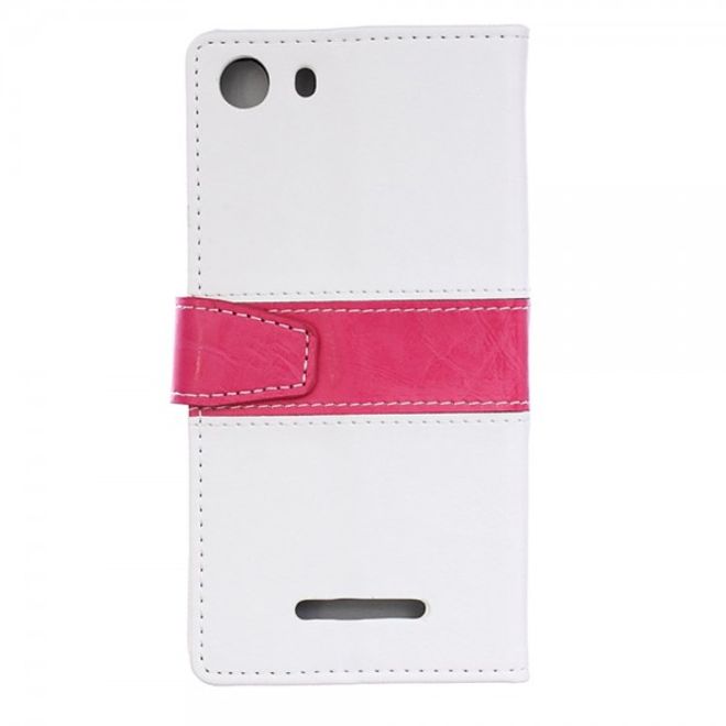 Wiko Lenny2 Zweifarbige Crazy Horse Leder Case Hülle mit Standfunktion - weiss