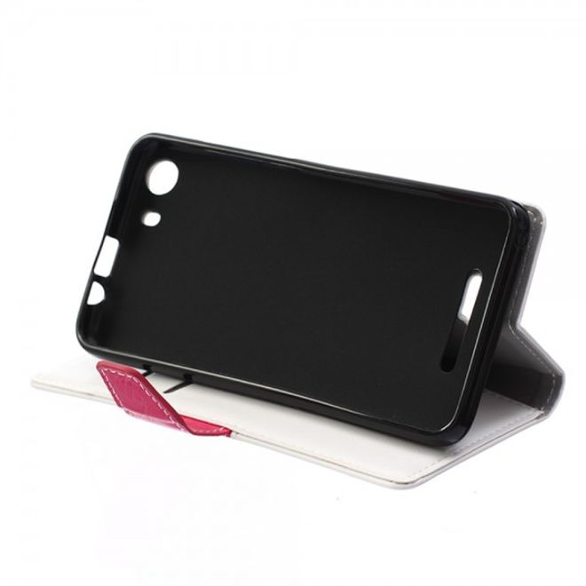 Wiko Lenny2 Zweifarbige Crazy Horse Leder Case Hülle mit Standfunktion - weiss