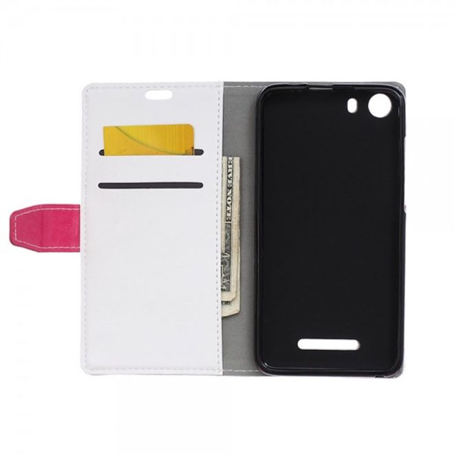 Wiko Lenny2 Zweifarbige Crazy Horse Leder Case Hülle mit Standfunktion - weiss