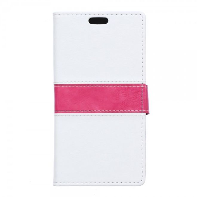 Wiko Lenny2 Zweifarbige Crazy Horse Leder Case Hülle mit Standfunktion - weiss