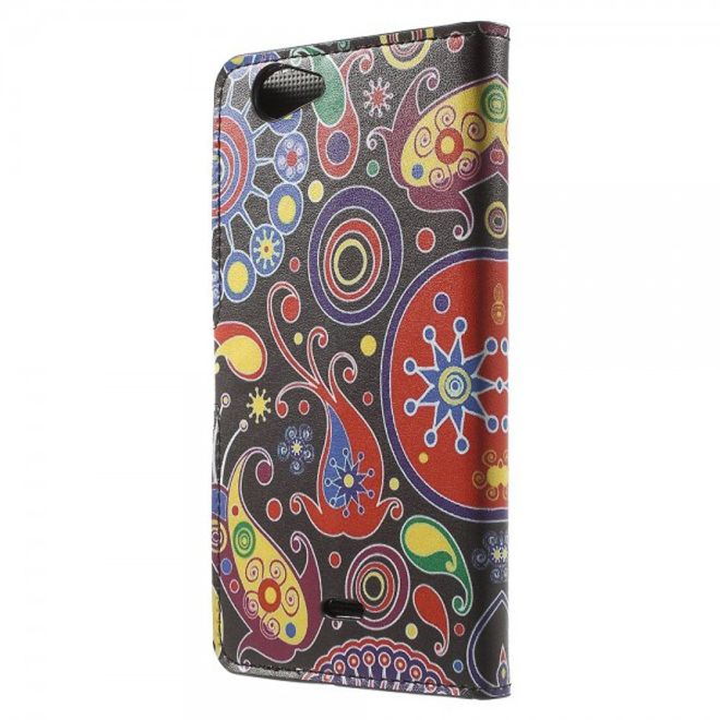 Wiko Pulp Fab 4G Leder Cover Handyhülle mit farbigem Muster