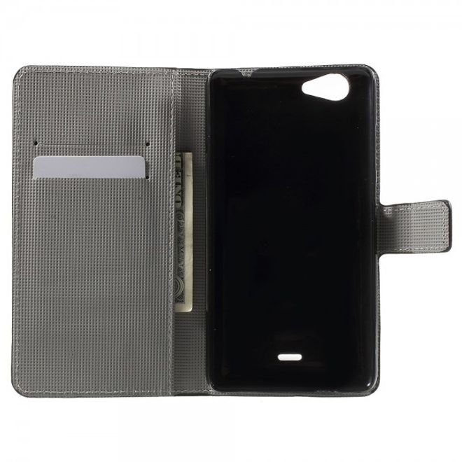 Wiko Pulp Fab 4G Leder Cover Handyhülle mit farbigem Muster
