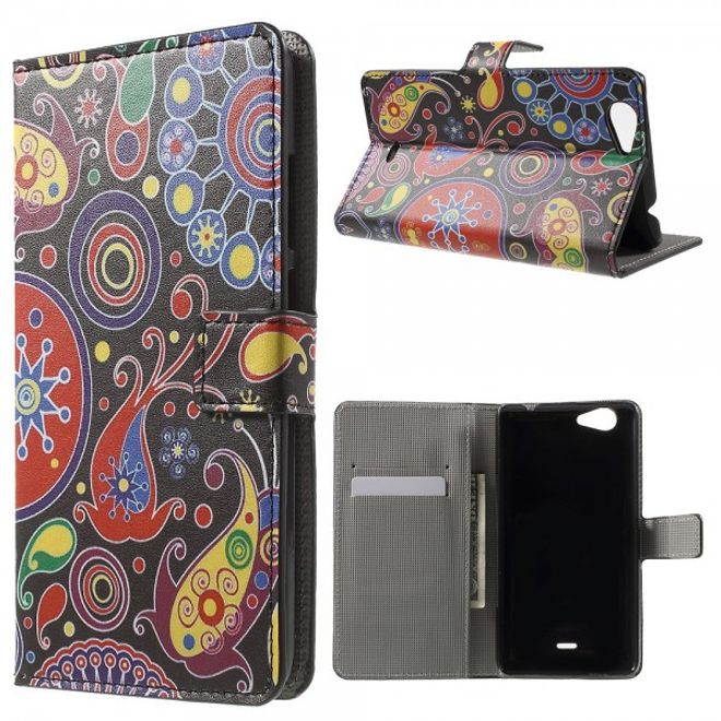 Wiko Pulp Fab 4G Leder Cover Handyhülle mit farbigem Muster