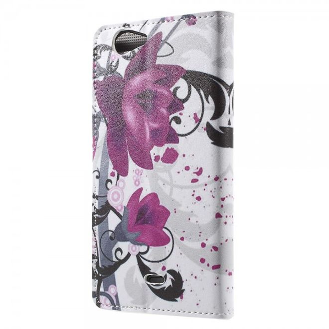 Wiko Pulp Fab 4G Leder Cover Handyhülle mit Lotus Blumen