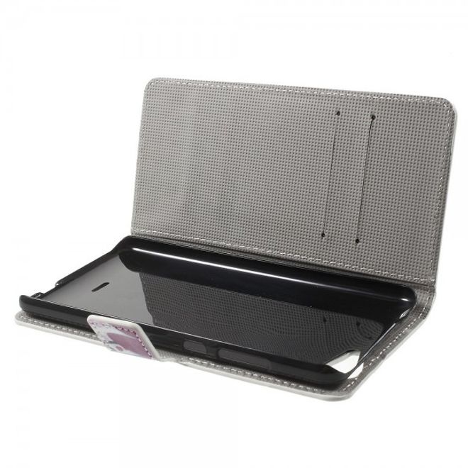 Wiko Pulp Fab 4G Leder Cover Handyhülle mit Lotus Blumen