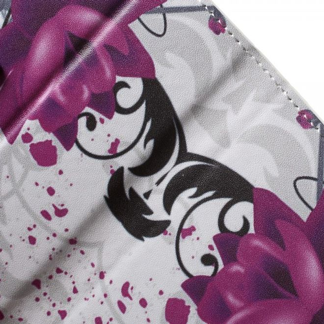 Wiko Pulp Fab 4G Leder Cover Handyhülle mit Lotus Blumen
