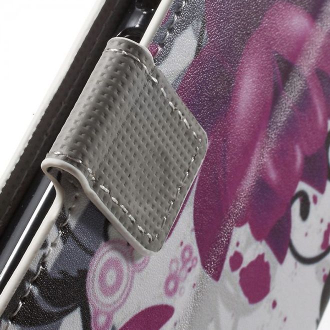 Wiko Pulp Fab 4G Leder Cover Handyhülle mit Lotus Blumen