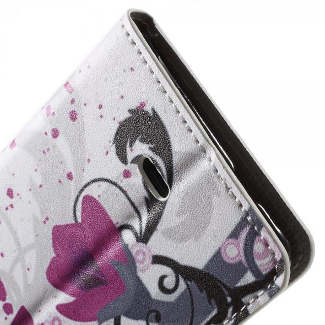Wiko Pulp Fab 4G Leder Cover Handyhülle mit Lotus Blumen