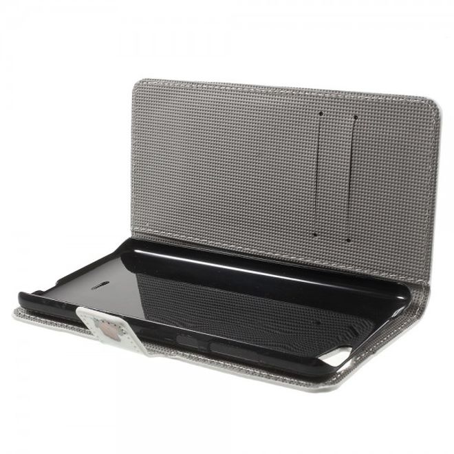 Wiko Pulp Fab 4G Leder Cover Handyhülle mit Schmetterlingen und Kreisen