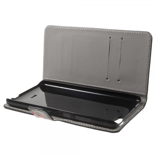 Wiko Pulp Fab 4G Leder Cover Handyhülle mit Schmetterlingen und Blumen