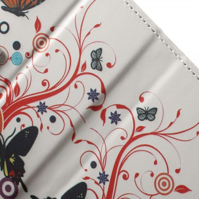 Wiko Pulp Fab 4G Leder Cover Handyhülle mit Schmetterlingen und Kreisen