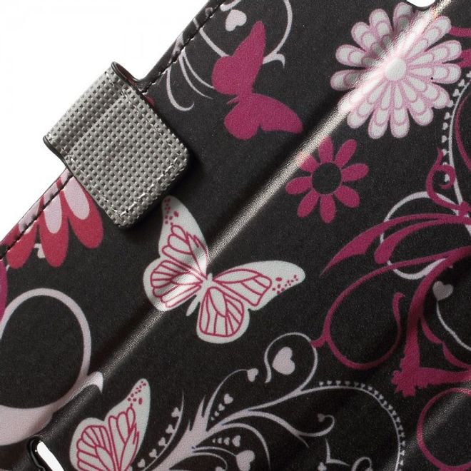 Wiko Pulp Fab 4G Leder Cover Handyhülle mit Schmetterlingen und Blumen