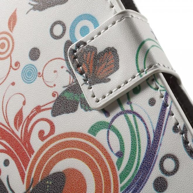 Wiko Pulp Fab 4G Leder Cover Handyhülle mit Schmetterlingen und Kreisen