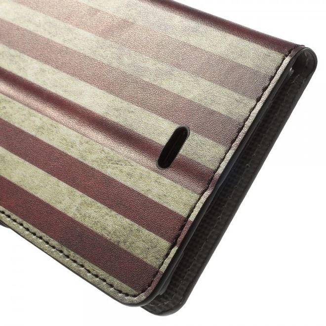Wiko Pulp Fab 4G Leder Cover Handyhülle mit USA Flagge im Retrolook