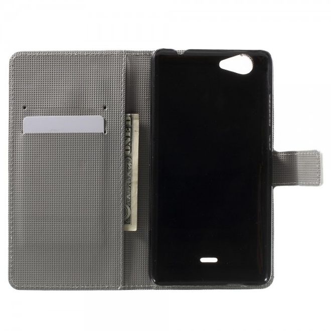 Wiko Pulp Fab 4G Leder Cover Handyhülle mit verliebtem Eulenpärchen