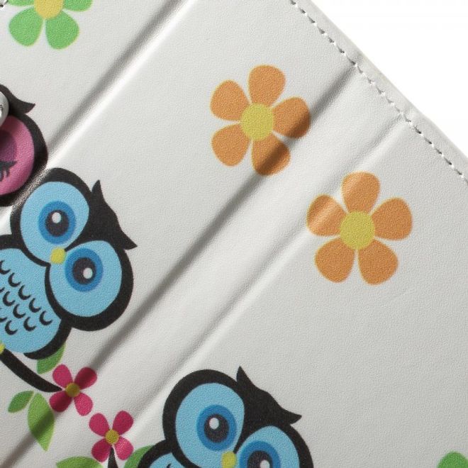Wiko Pulp Fab 4G Leder Cover Handyhülle mit verliebtem Eulenpärchen