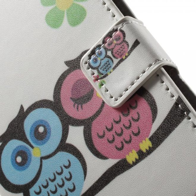 Wiko Pulp Fab 4G Leder Cover Handyhülle mit verliebtem Eulenpärchen