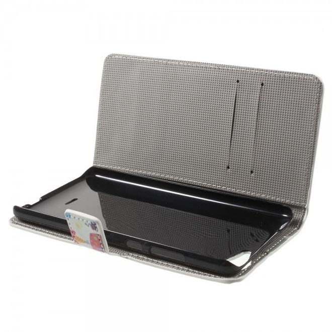 Wiko Pulp Fab 4G Leder Cover Handyhülle mit vielen kleinen Eulen