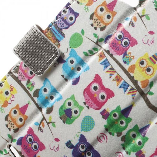 Wiko Pulp Fab 4G Leder Cover Handyhülle mit vielen kleinen Eulen