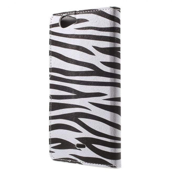 Wiko Pulp Fab 4G Leder Cover Handyhülle mit Zebrastreifen