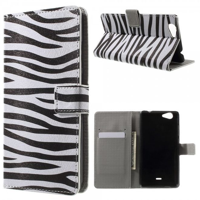 Wiko Pulp Fab 4G Leder Cover Handyhülle mit Zebrastreifen